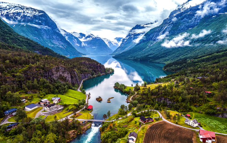 Schöne Natur Norwegen Luftaufnahmen.