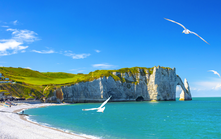 Klippen von Étretat in der Normandie, Frankreich