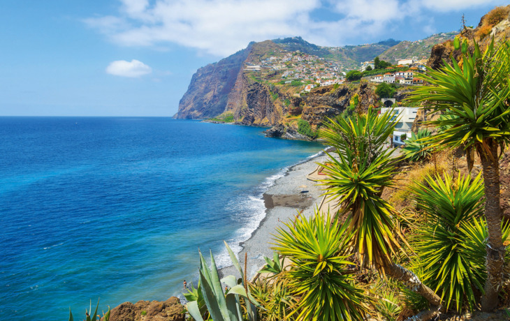 View of Cabo Girao cliff and Camara de Lobos town, Madeira